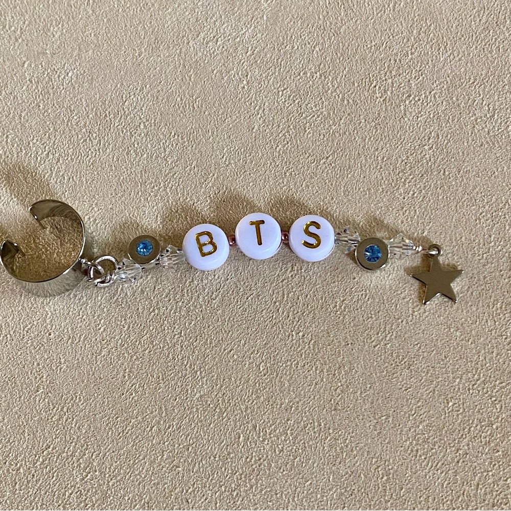 NEW BTS Silvertone Earcuff with Alphabet Charm and Star Charm